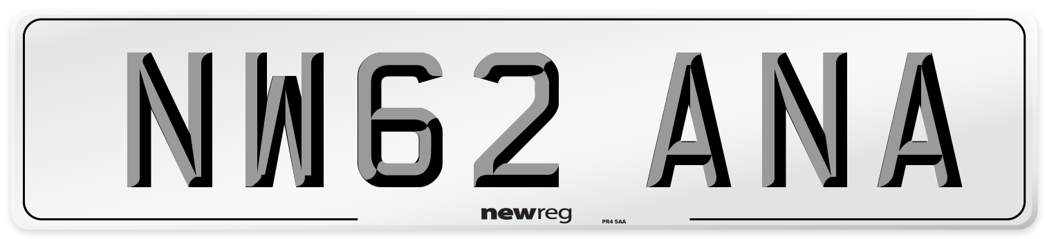 NW62 ANA Number Plate from New Reg